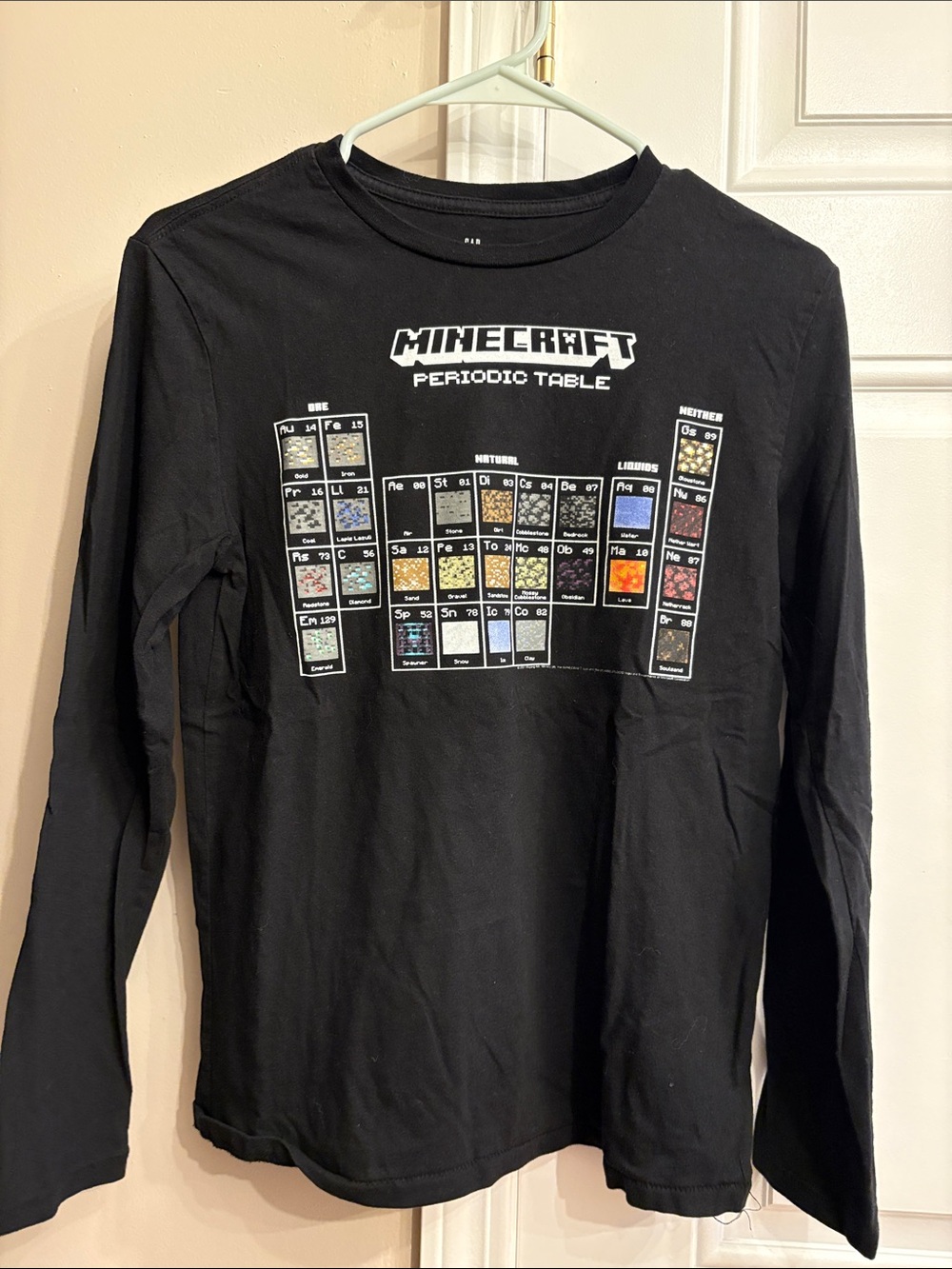 Boys’ Minecraft  Black Long-Sleeve Periodic Table T-Shirt